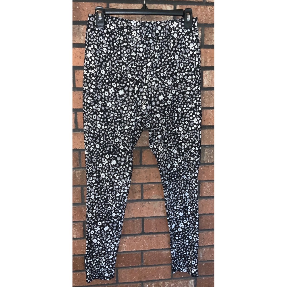 Workshop‎ Republic Clothing Black White Floral Ditsy Slim Stretch Pants Small
